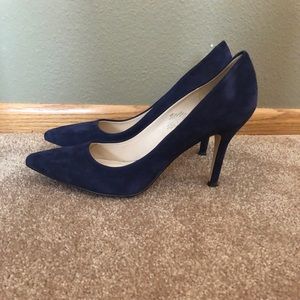 Navy faux suede heels